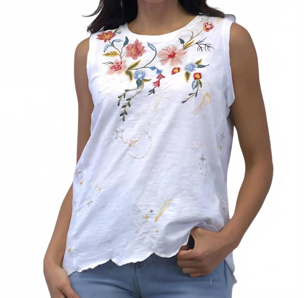 NEW KYLA SEO franci embroidered tank in white
